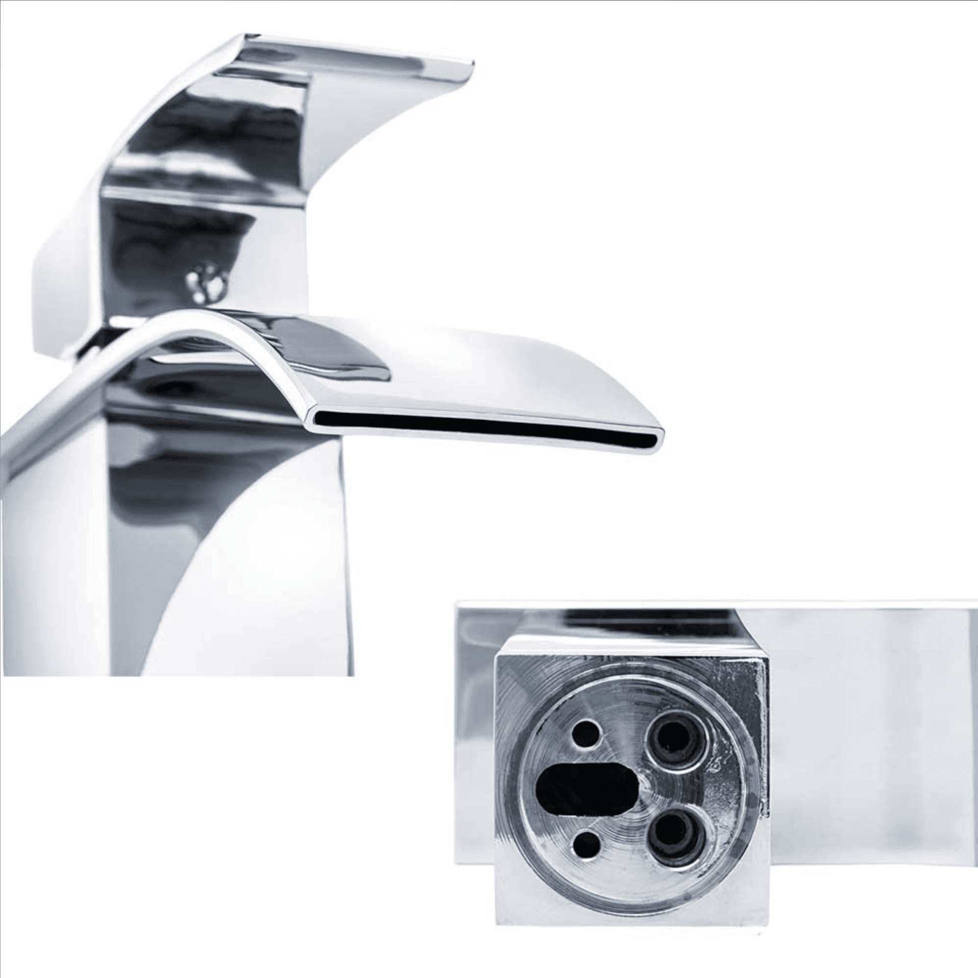 RUBINETTO ALTO DA BAGNO DESIGN MODERNO A CASCATA MISCELATORE MONOCOMANDO CROMATO - 3