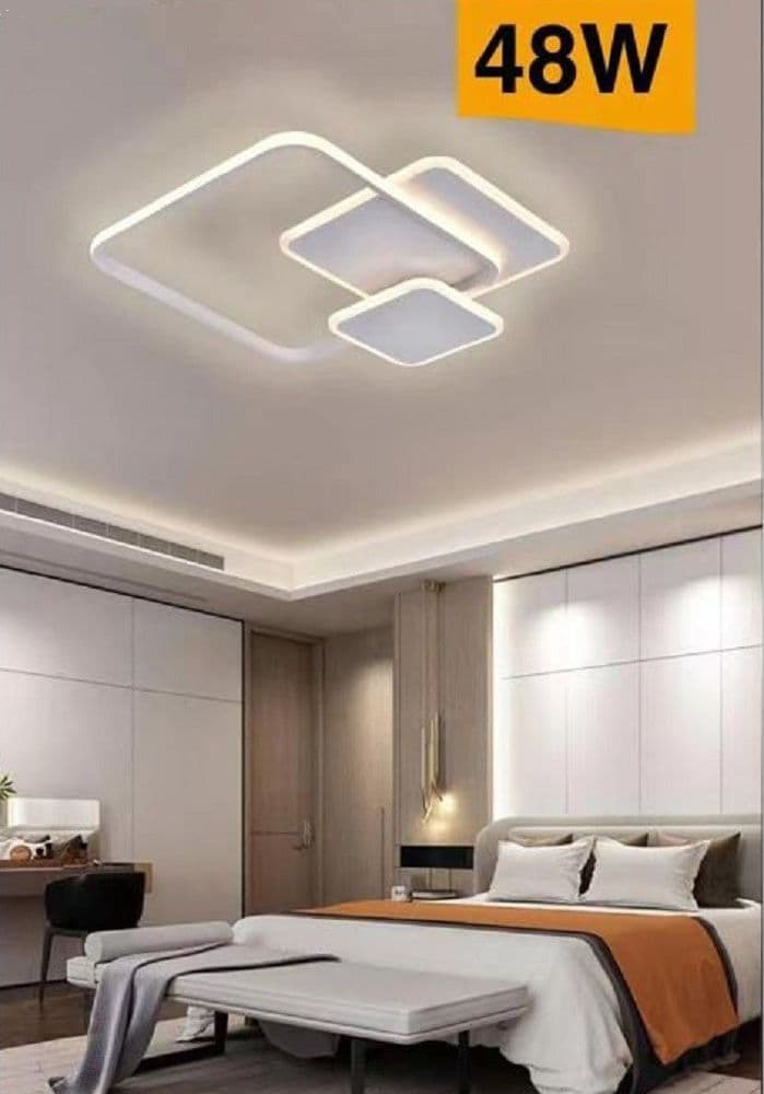 LAMPADA SOFFITTO PLAFONIERA LED 48W MODERNO 3 QUADRATI LUCE 6500K 4000K 3000K C31 – Bianco Caldo – TrAdE Shop Traesio – letto