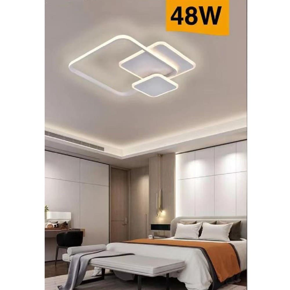 LAMPADA SOFFITTO PLAFONIERA LED 48W MODERNO 3 QUADRATI LUCE 6500K 4000K 3000K C31 - 7