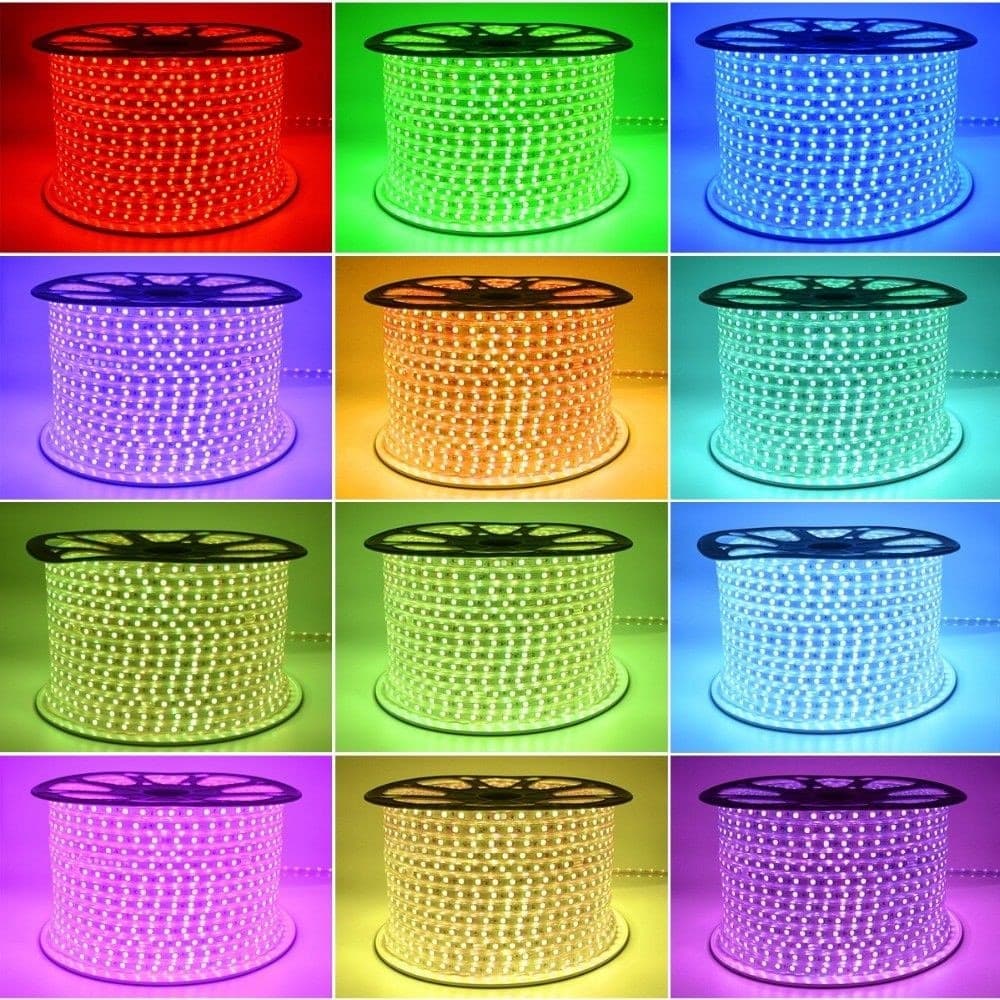 STRISCIA STRIP LED BOBINA SMD 5050 RGB CON SPINA 220V TUBO PER ESTERNO DA 100 MT - 2
