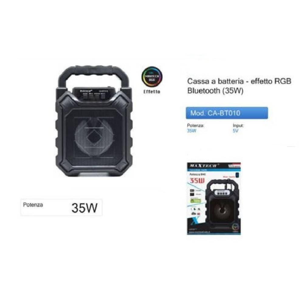 CASSA SPEAKER BLUETOOTH EFFETTO RGB ALTOPARLANTE PORTATILE BATTERIA 35W CA-BT010 - 2