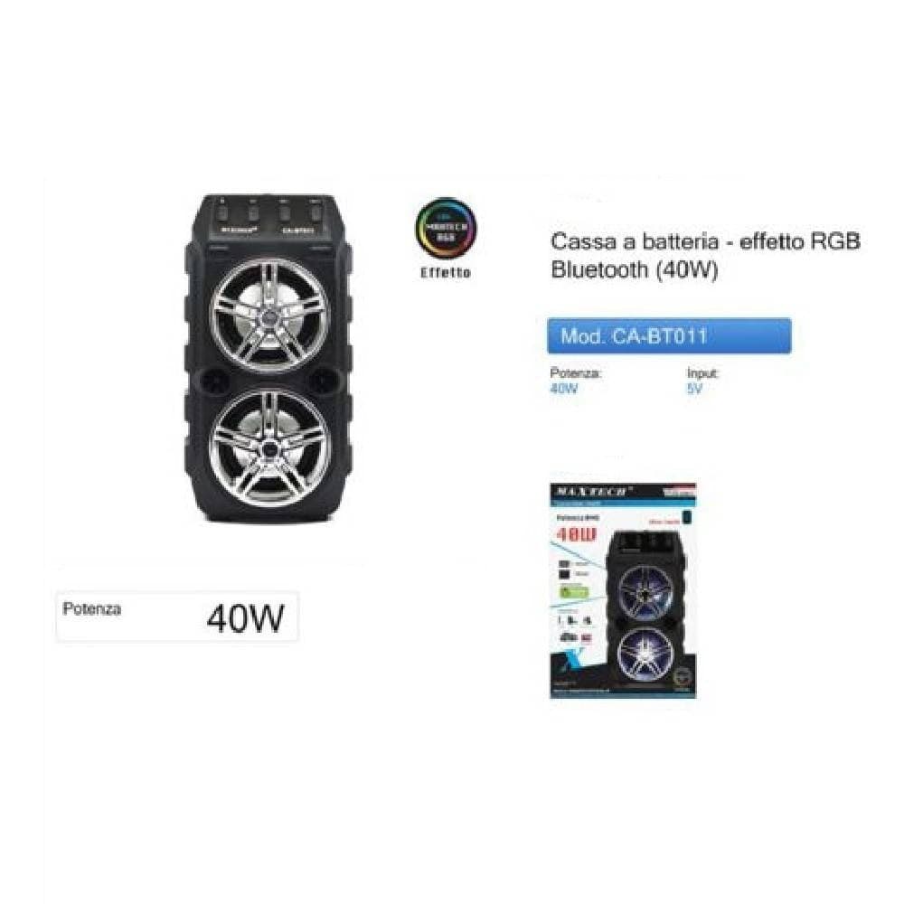 CASSA BLUETOOTH A BATTERIA ALTOPARLANTE SPEAKER 40 WATT PORTATILE RGB CA-BT011 - 2