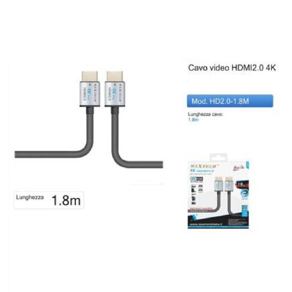 CAVO VIDEO HDMI 2.0 4K DA 1.8 METRI HIGH SPEED TV MONITOR AUDIO VIDEO HD2.0-1.8M - 2