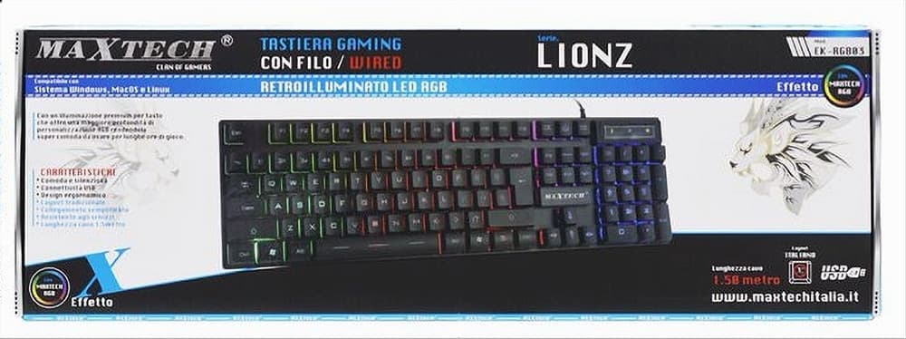 TASTIERA GAMING DA GIOCO LED RETROILLUMINATA RGB KEYBOARD PC CON FILO EK-RGB03 - 3