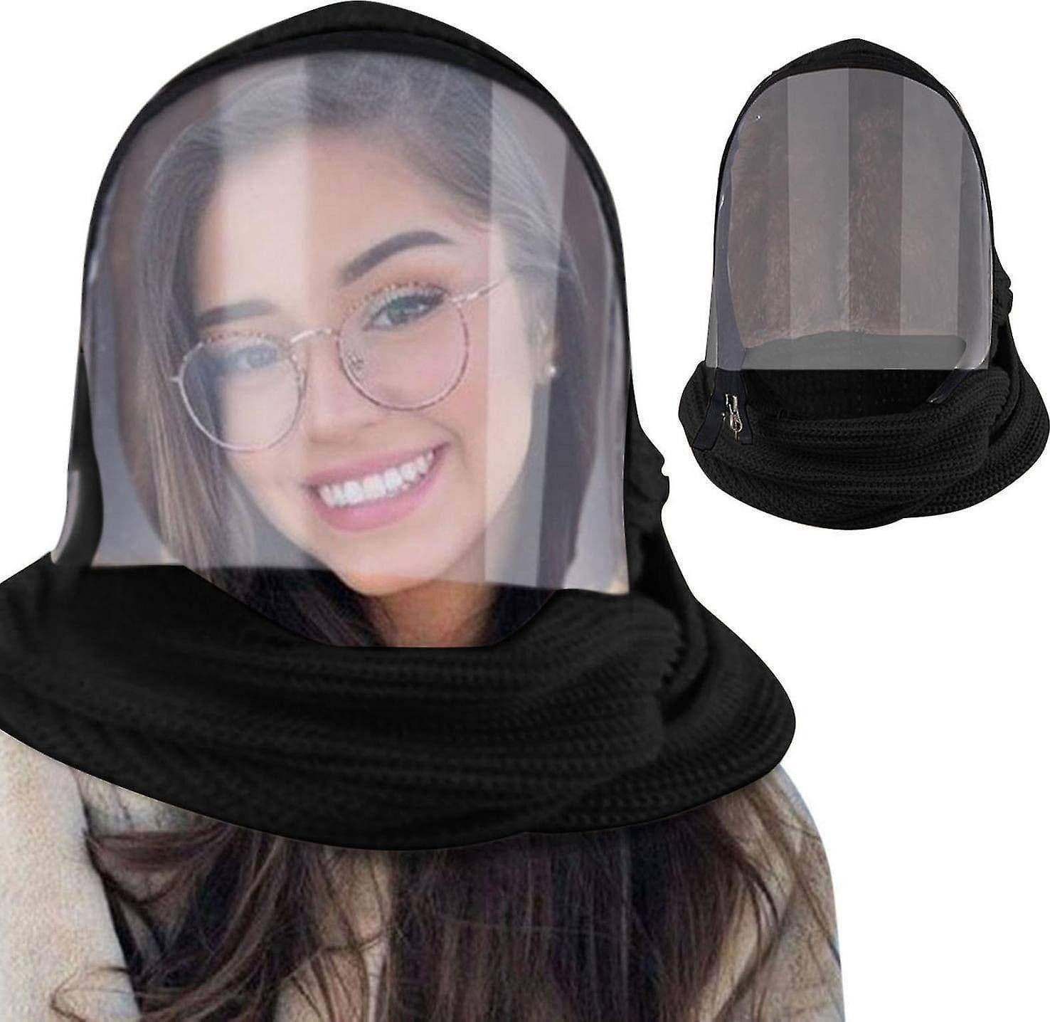 MASCHERA INTEGRATA PER VISO TRASPARENTE CAPPELLO CALDO SCIARPA ZIPPER FLIP COVER