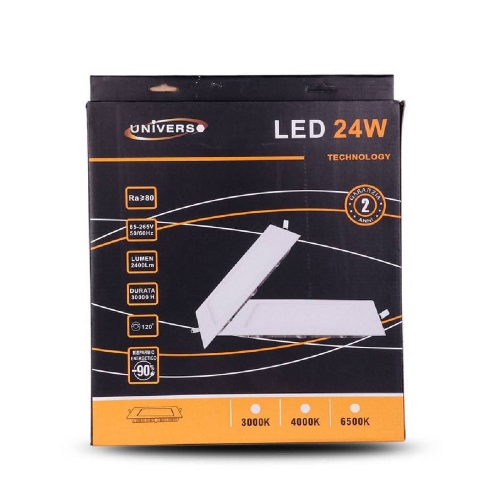 PANNELLO LED SLIM 24W INCASSO QUADRATO LUCE BIANCO CALDO FREDDO NATURALE P285AQ - 3