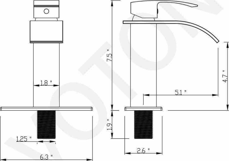 RUBINETTO DA BAGNO DESIGN MODERNO A CASCATA MISCELATORE MONOCOMANDO CROMATO - 7