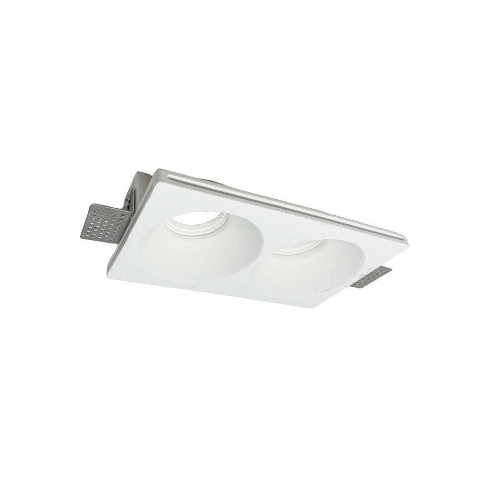 PORTAFARETTO GESSO DOPPIO ROTONDO INCASSO A SCOMPARSA 2 PORTALAMPADA GU10 GS-24 - 5