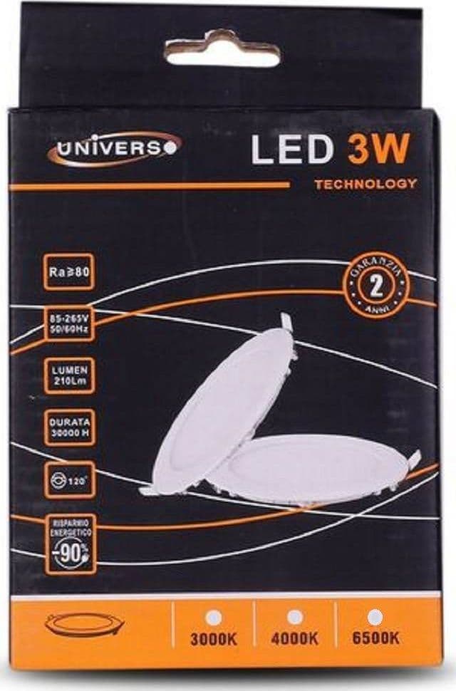 PANNELLO LED SLIM 3W INCASSO QUADRATO IN PVC BIANCO CALDO FREDDO NATURALE P73AQ - 2