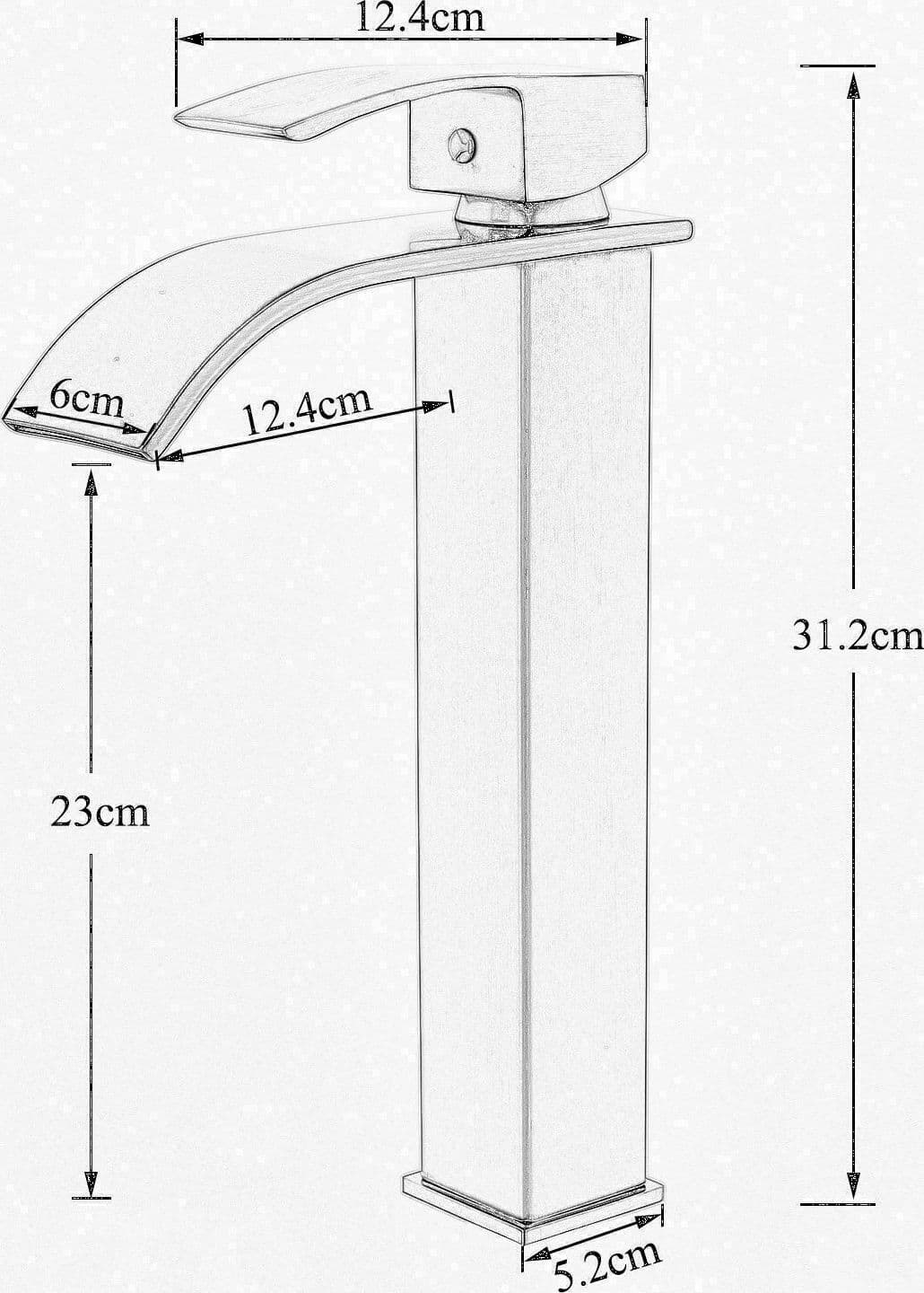 RUBINETTO ALTO DA BAGNO DESIGN MODERNO A CASCATA MISCELATORE MONOCOMANDO DORATO - 4