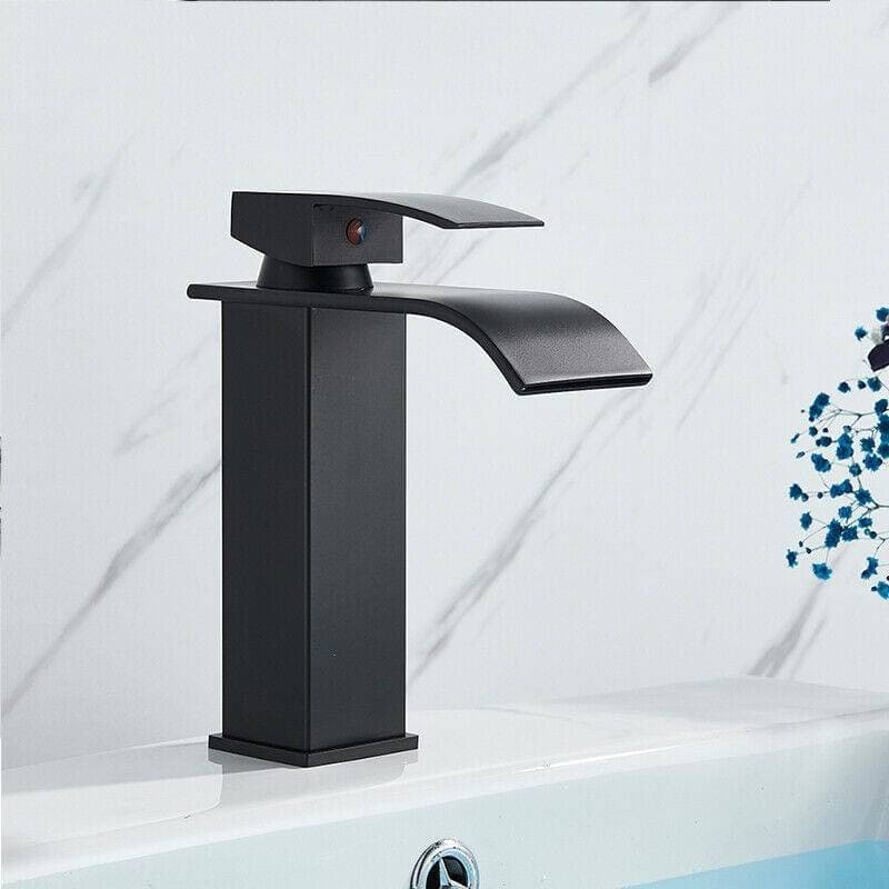 RUBINETTO BAGNO LAVABO MISCELATORE A CASCATA NERO OTTONE MONOCOMANDO MODERNO - 3