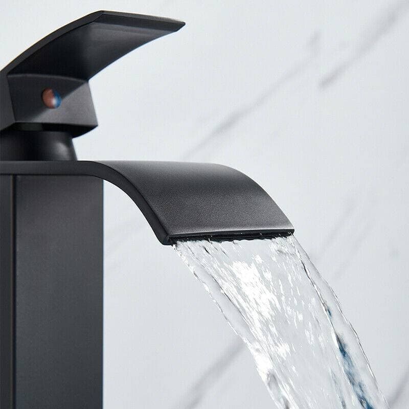 RUBINETTO BAGNO LAVABO MISCELATORE A CASCATA NERO OTTONE MONOCOMANDO MODERNO - 4