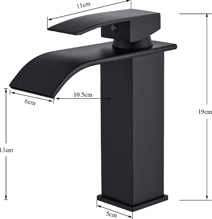 RUBINETTO BAGNO LAVABO MISCELATORE A CASCATA NERO OTTONE MONOCOMANDO MODERNO - 8
