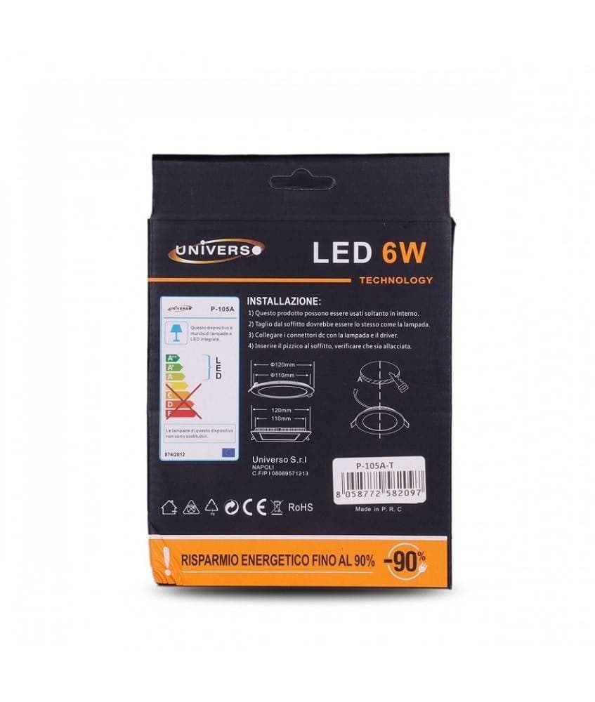PANNELLO LED SLIM 6W INCASSO ROTONDO IN PVC LUCE CALDO NATURALE FREDDO P105AT - 3