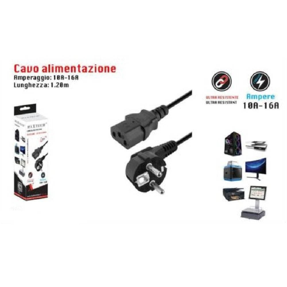 CAVO ALIMENTAZIONE TRIPOLARE SERIE A C13 SCHUKO SPINA PC F-AL01-A 1.5 MT 250VOLT - 8