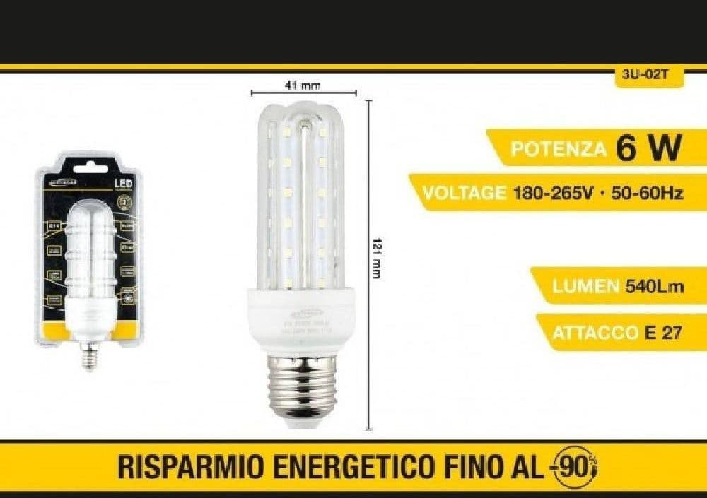 Lampadina Led E27 3u 6 W Luce Fredda 6500k Naturale 4000k Calda 3000k 36d 3u02t Casa, arredamento e bricolage > Illuminazione da interno > Lampade Led Trade Shop italia - Napoli, Commerciovirtuoso.it