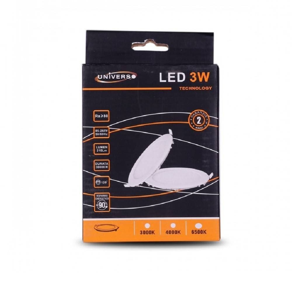 PANNELLO LED SLIM 3W INCASSO ROTONDO IN PVC BIANCO CALDO FREDDO NATURALE P73AT - 2