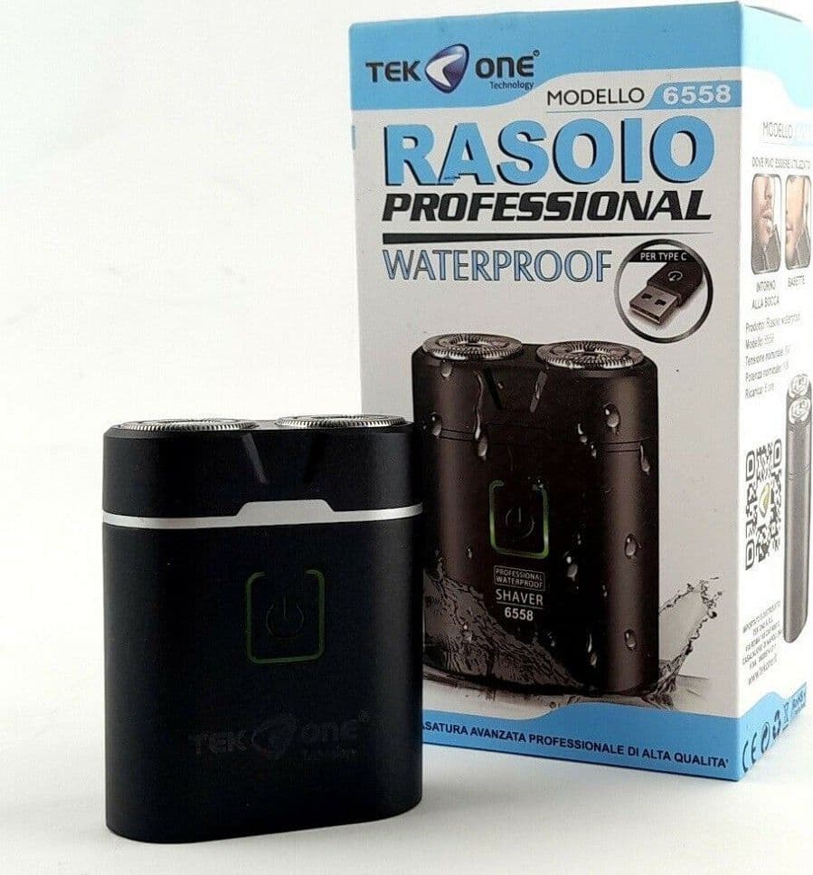 MINI RASOIO 2 TESTINE ELETTRICO RICARICABILE UOMO BARBA WATERPROOF MOD. 6558 - 2
