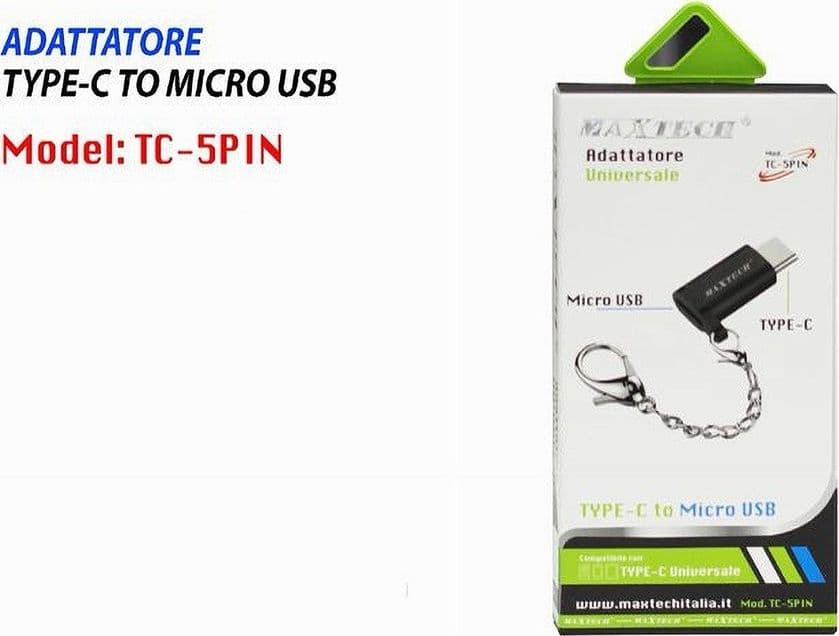 ADATTATORE CONVERTITORE DA TYPE-C A MICRO USB UNIVERSALE 5PIN SMARTPHONE TC-5PIN - 3