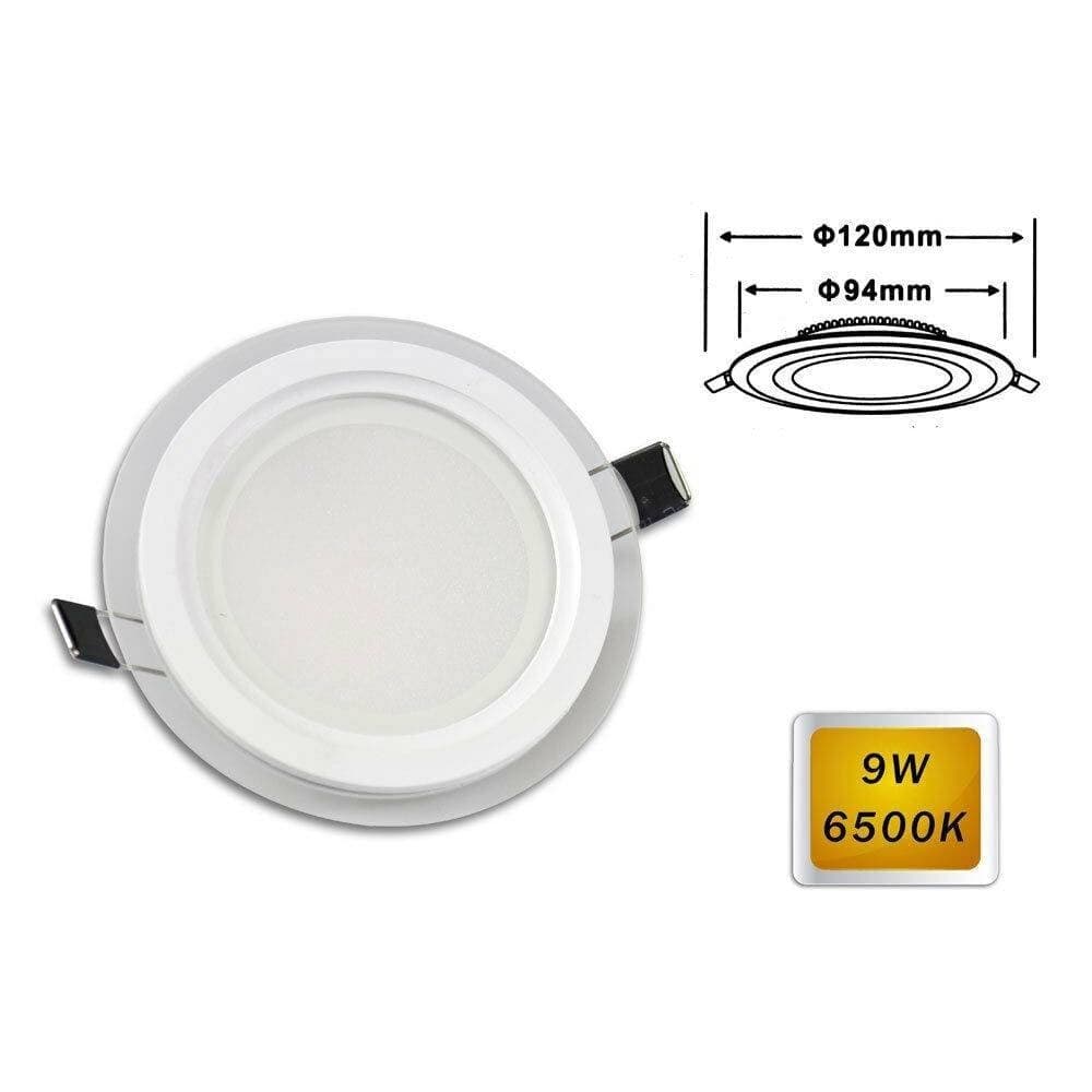 PANNELLO LED SLIM INCASSO BORDO IN VETRO TONDO 9W LUCE 6500K 3000K 4000K P-94ET - 4