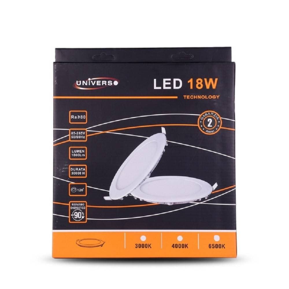PANNELLO LED SLIM 18 W INCASSO ROTONDO IN PVC LUCE CALDO FREDDO NATURALE P205A-T - 3