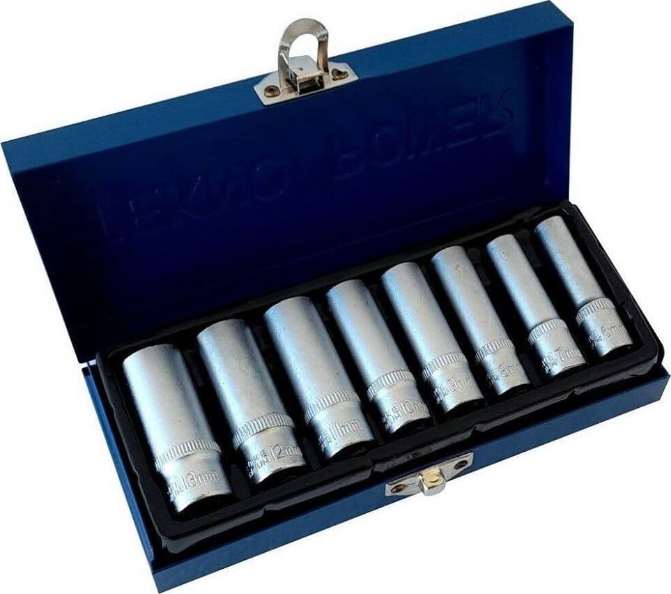 SET DI CHIAVI BUSSOLA LUNGHE DA 1/4 CHROME VANADIUM 6 - 13 MM 8 PEZZI CANDELETTE