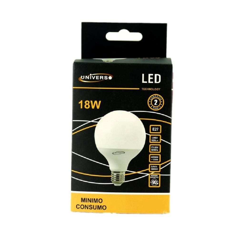 LAMPADINA LED E27 A GLOBO G95 18 W LUCE BIANCO CALDO FREDDO NATURALE G95-02 - 5