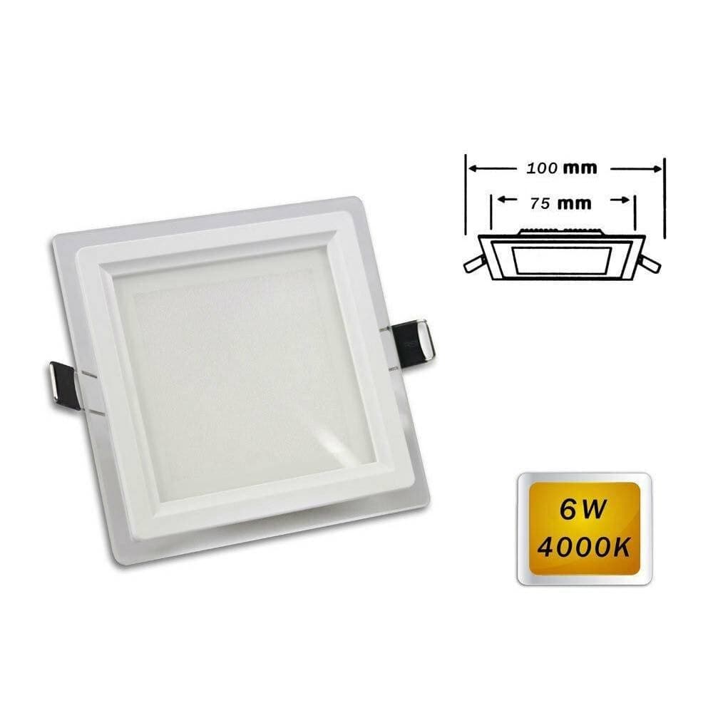 PANNELLO LED SLIM INCASSO BORDO VETRO QUADRATO 6W LUCE 6500K 4000K 3000K P-75EQ - 4