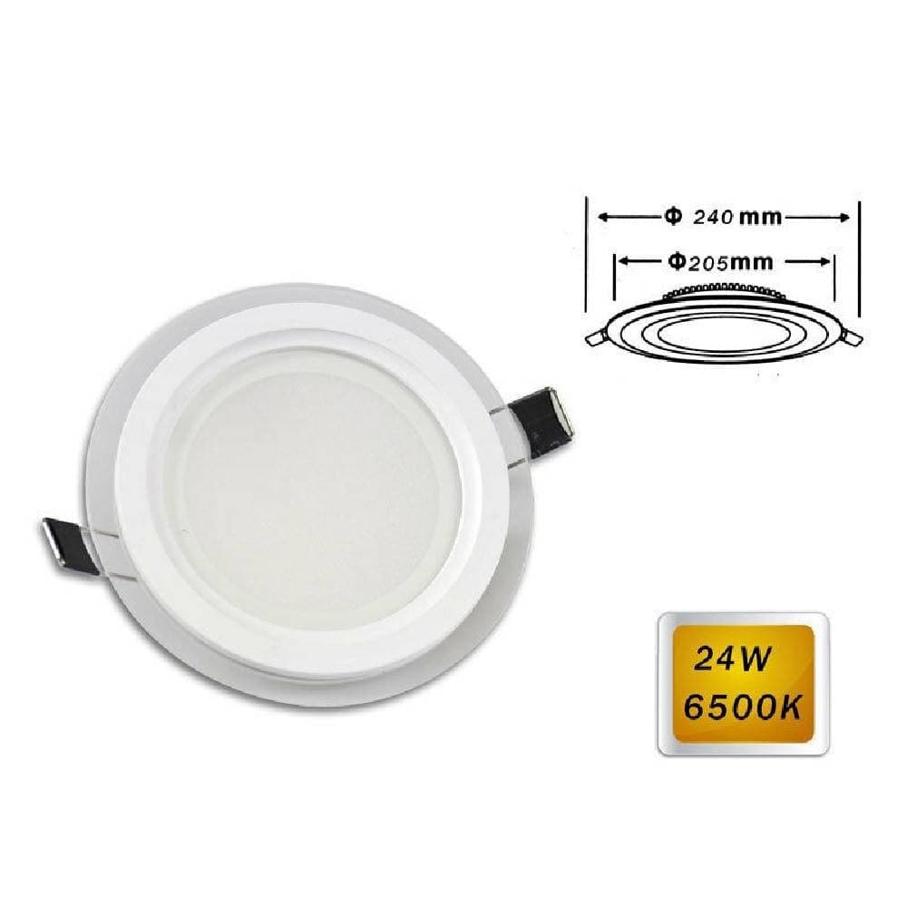 PANNELLO LED SLIM INCASSO BORDO VETRO TONDO 24 W LUCE 3000K 6500K 4000K P-205ET - 4