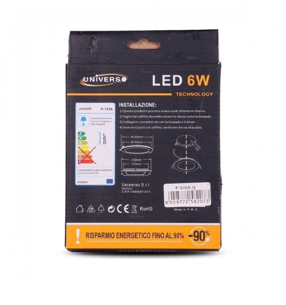 PANNELLO LED SLIM 6W INCASSO QUADRATO IN PVC LUCE CALDO FREDDO NATURALE P105AQ - 3