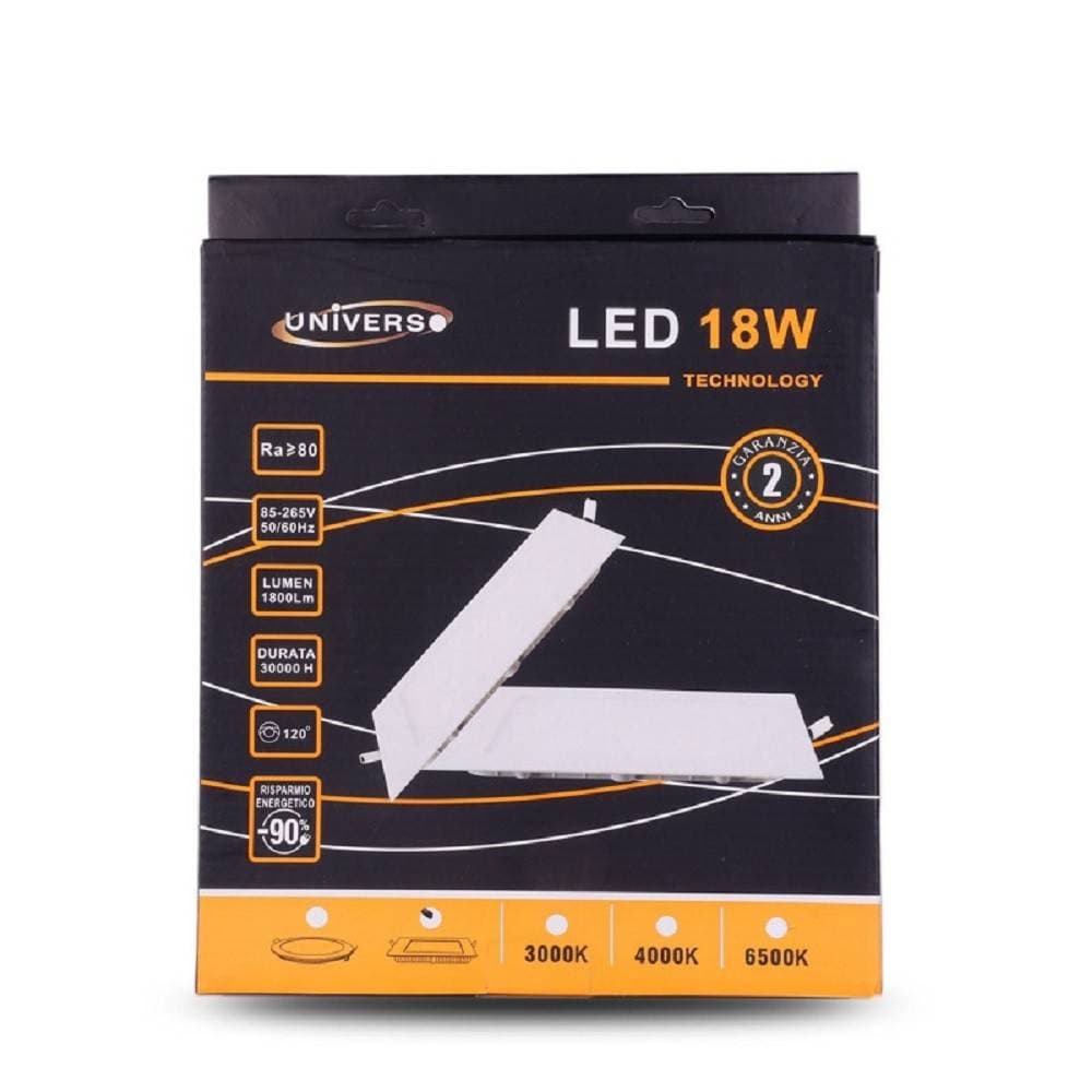 PANNELLO LED SLIM 18W INCASSO QUADRATO IN PVC LUCE CALDO FREDDO NATURALE P205AQ - 5