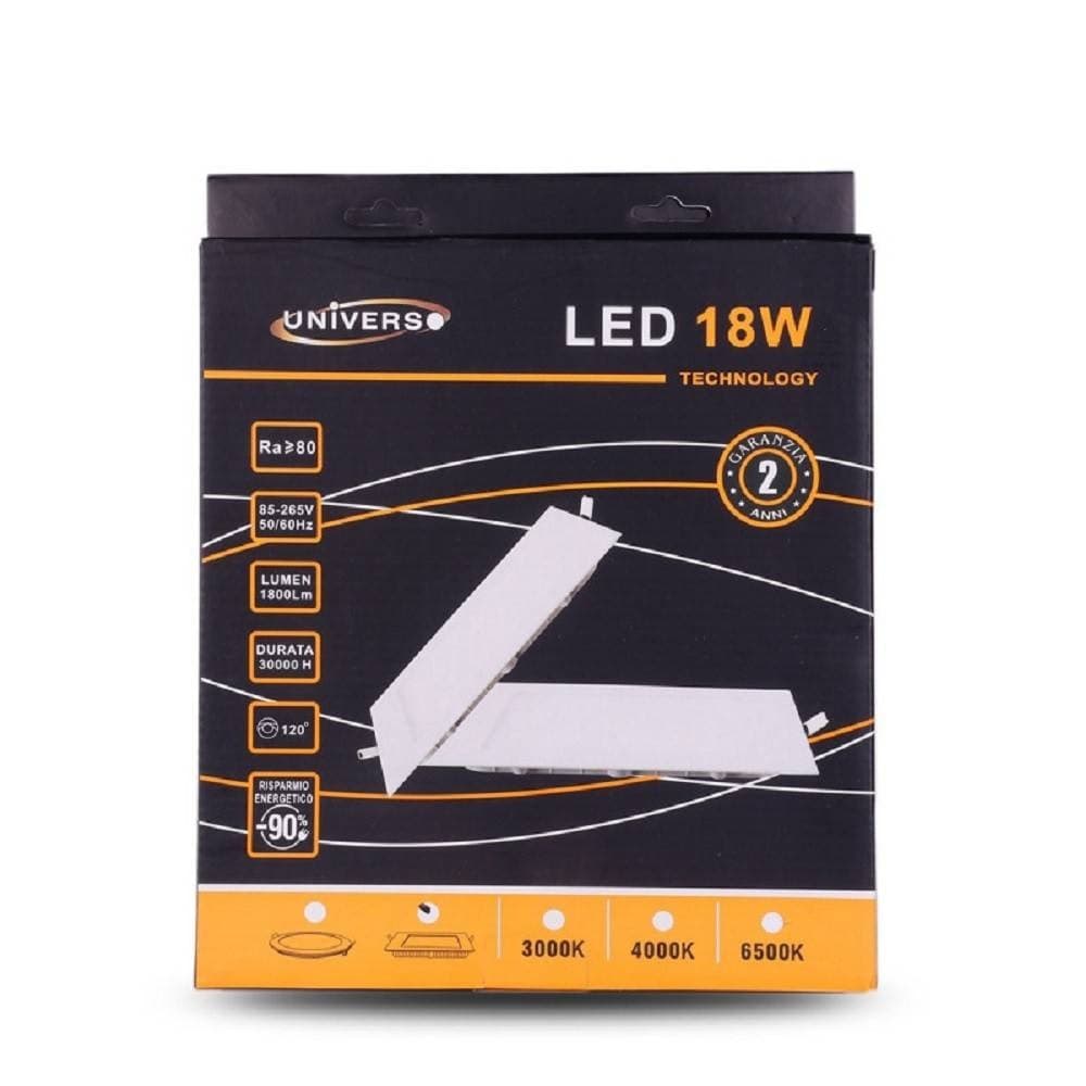 PANNELLO LED SLIM 18W INCASSO QUADRATO IN PVC LUCE CALDO FREDDO NATURALE P205AQ - 3