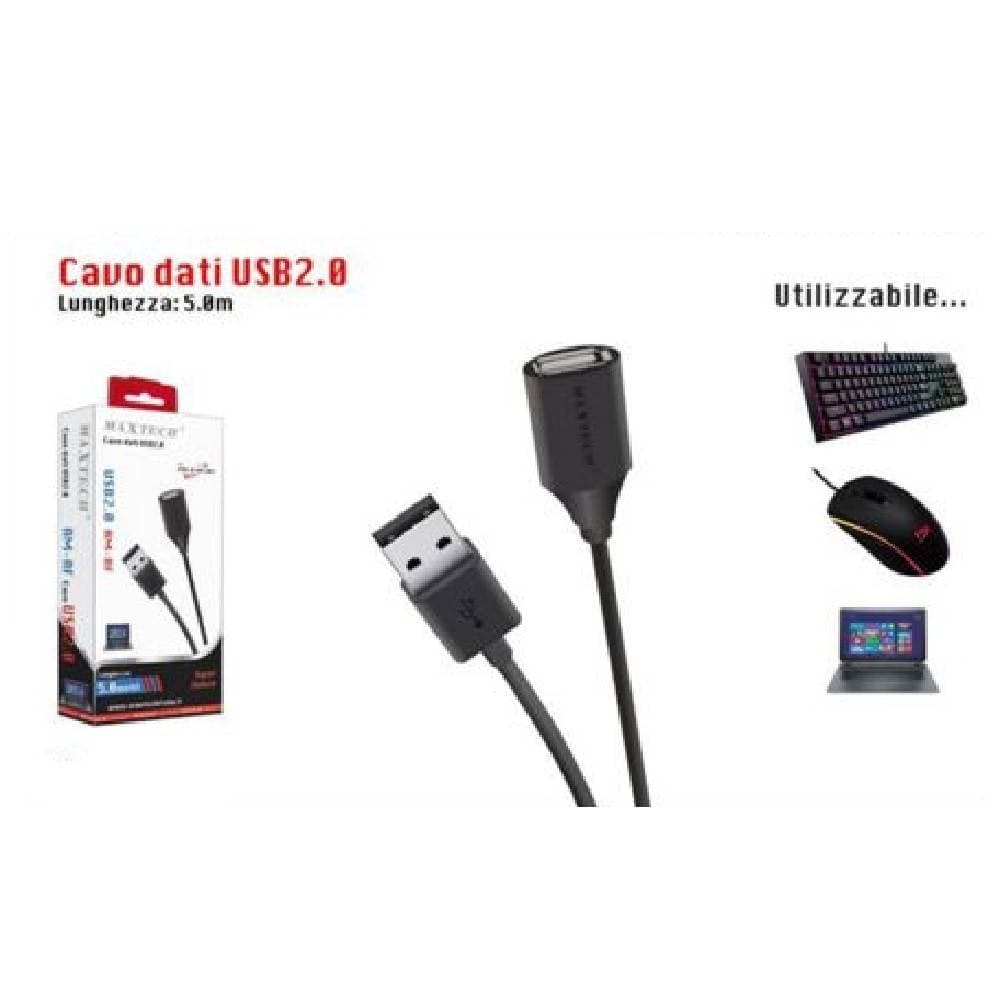CAVO DATI USB 2.0 MASCHIO A FEMMINA M/F PROLUNGA PC COMPUTER 5 MT USB2.0-MF5.0M - 3