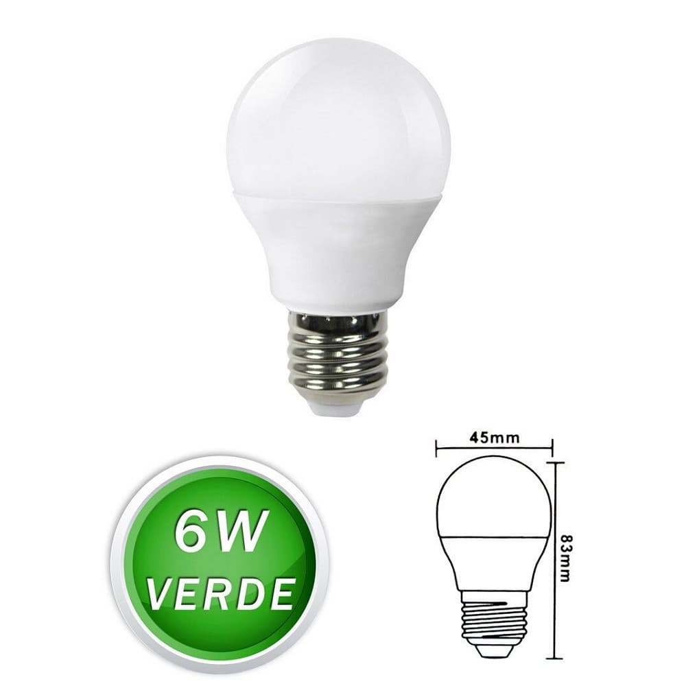 LAMPADINE LED SFERA 6 W E27 LUCE COLORATA VERDE BLU ROSSA LAMPADA GLOBO G45 - 6