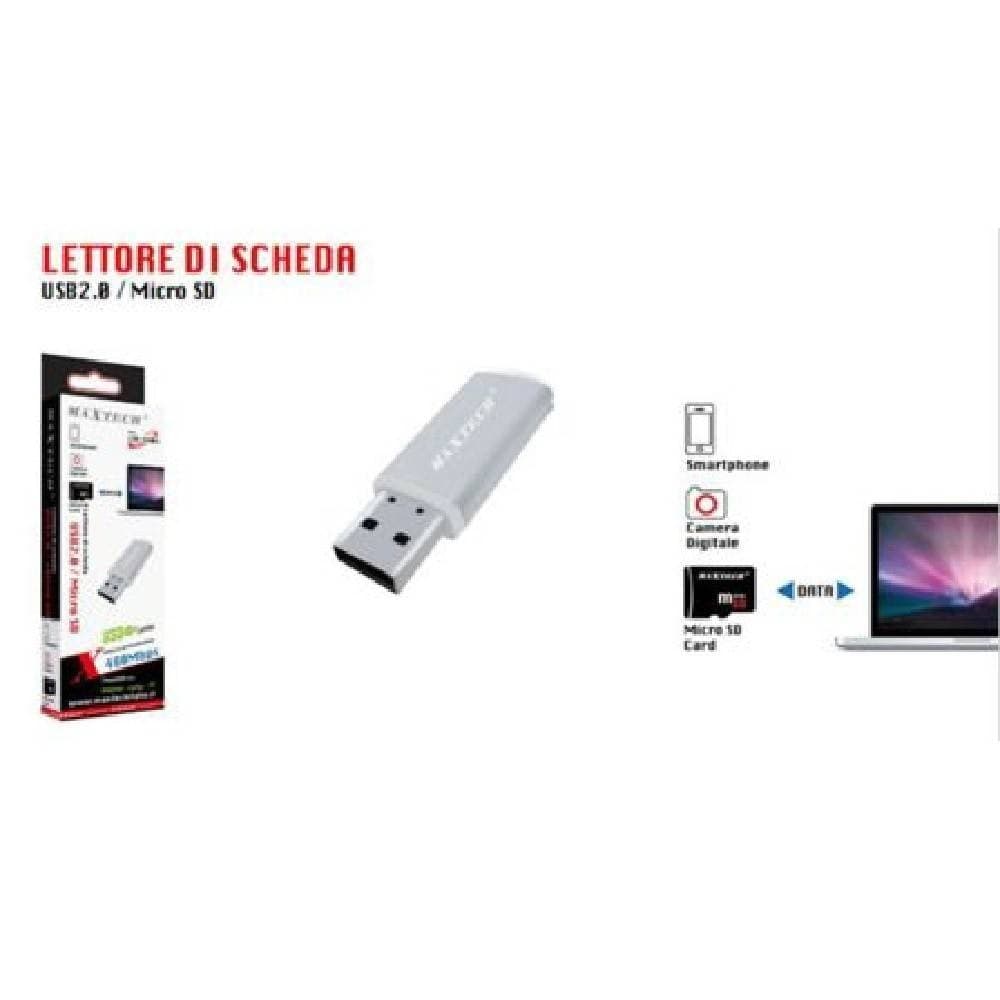 LETTORE DI SCHEDE DI MEMORIA USB 2.0 MICRO SD ADATTATORE PER PC 480MBPS LTO-SM03 - 2