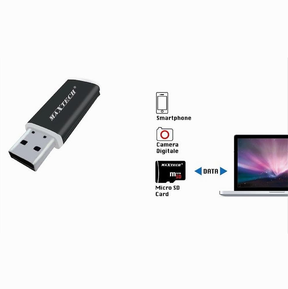 LETTORE DI SCHEDE DI MEMORIA USB 2.0 MICRO SD ADATTATORE PER PC 480MBPS LTO-SM03 - 3