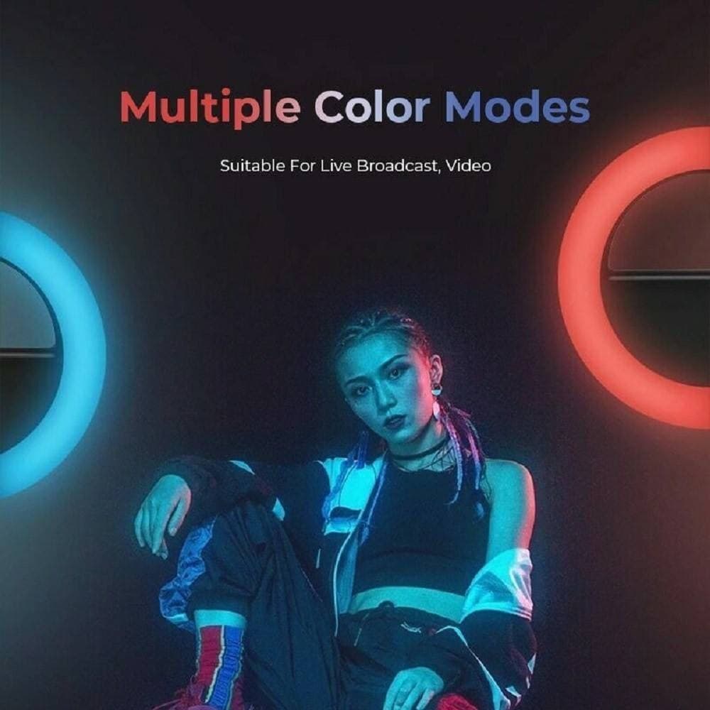 ANELLO LUMINOSO A LED PER SELFIE RGB MULTICOLORE LIGHT RING RICARICABILE - 7
