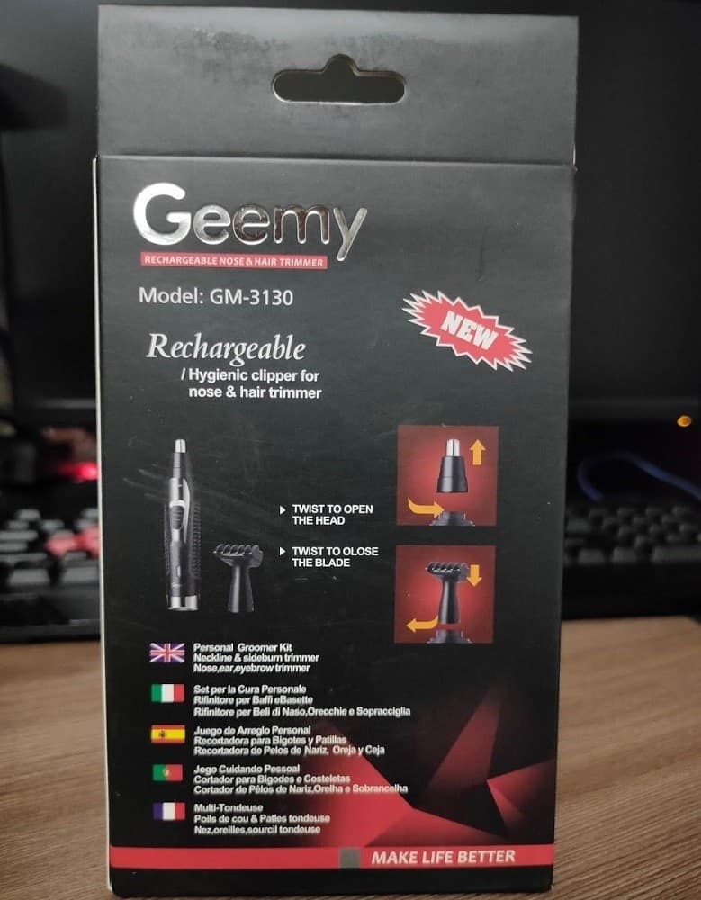 RASOIO 2 IN 1 RIFINITORE PER NASO CAPELLI BASETTE ORECCHIE RICARICABILE GM-3130 - 5