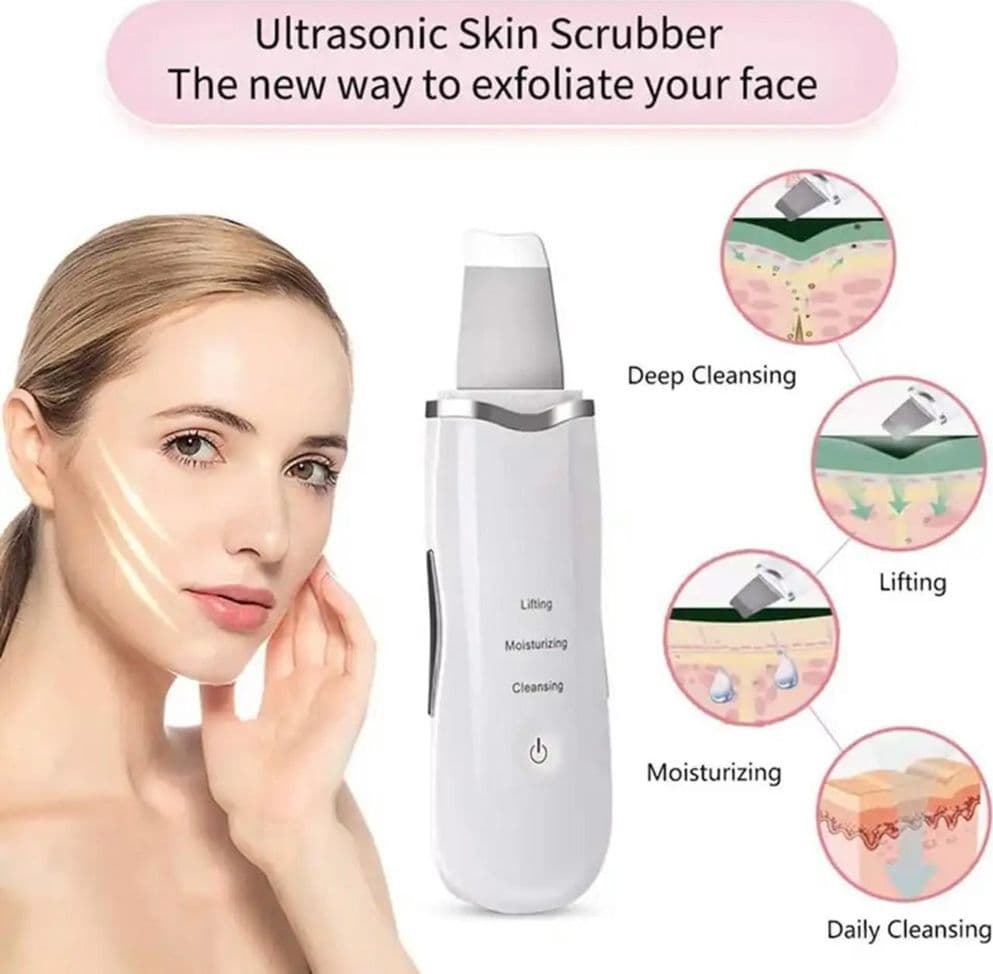 SPATOLA ULTRASUONI PULIZIA VISO PELLE ELIMINA PUNTI NERI 3 FUNZIONI - 8