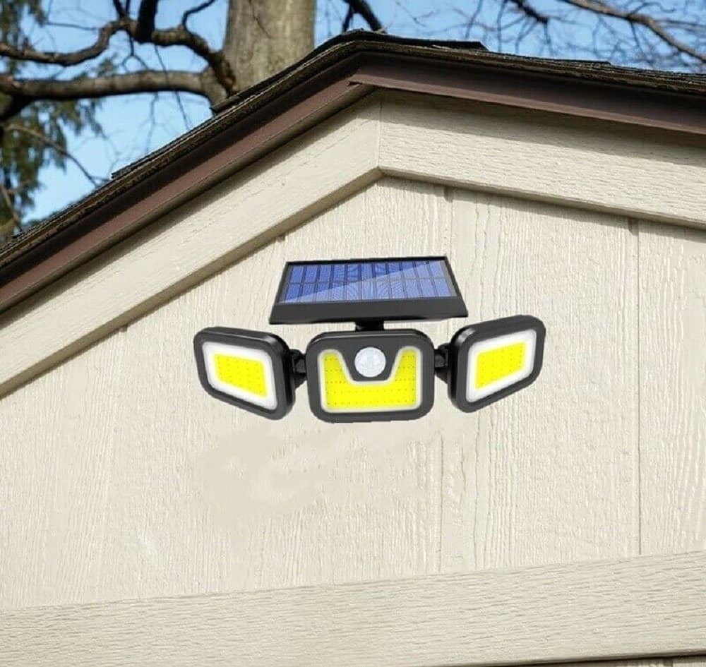 FARO SOLARE LED CON PANNELLO FARETTO SENSORE DI MOVIMENTO 100 LED COB FL-1725B - 2