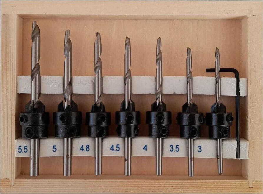 7 PUNTE DA TRAPANO PER SVASATORE SVASATURA LEGNO SVASARE FORI ART.511071 - 2