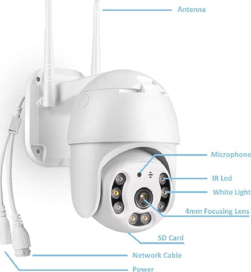 TELECAMERA WIFI DOME PTZ IP CAMERA SORVEGLIANZA 1080P 2MP AUDIO BIDIREZIONALE - 9