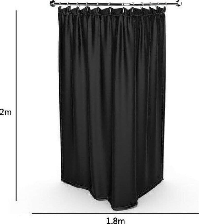 TENDA DOCCIA ANTIMUFFA IMPERMEABILE 180 X 200 CM CON ANELLI BAGNO NERA 69768 - 2