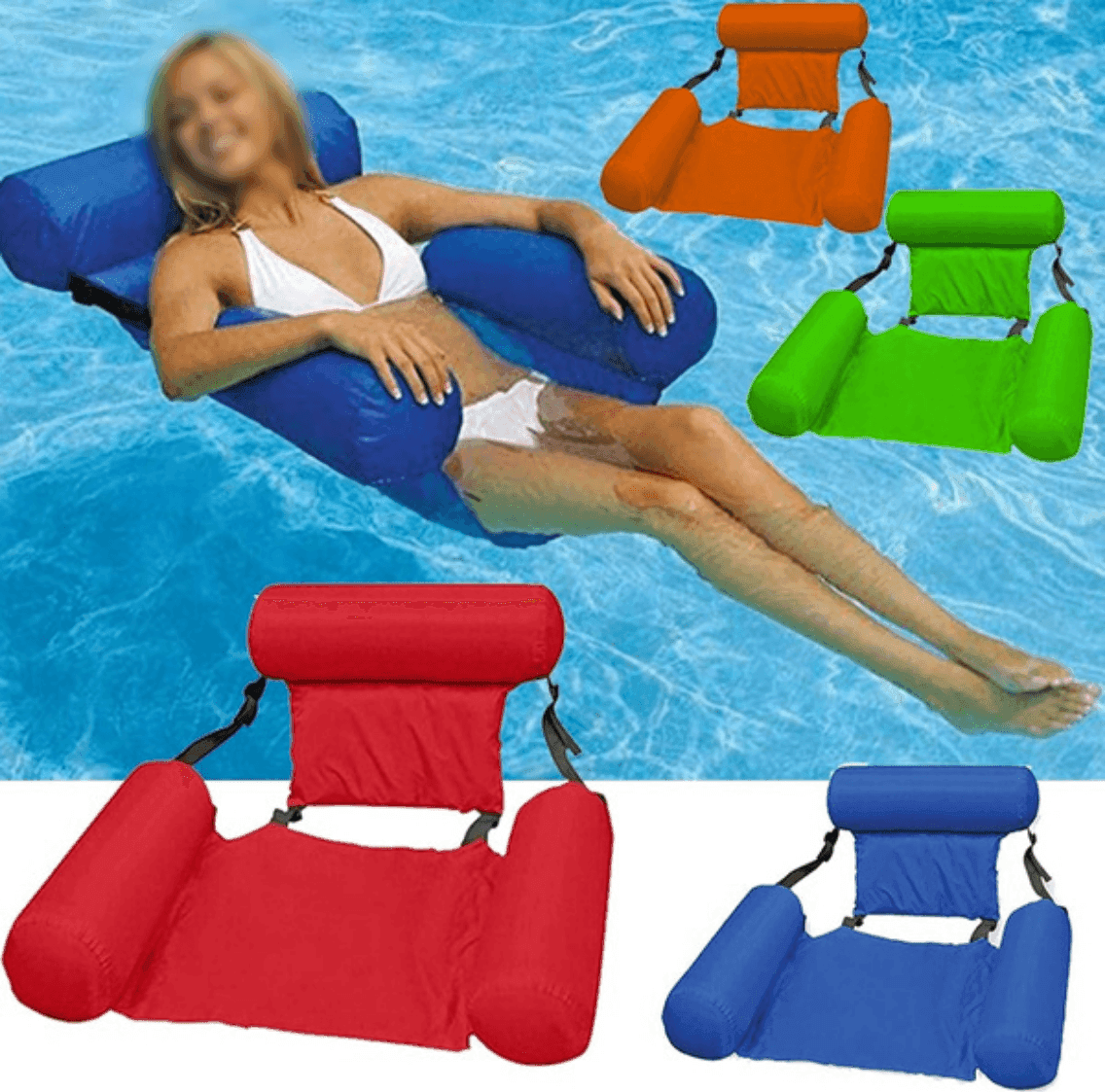 SEDIA A SDRAIO GONFIABILE AMACA PER MARE PISCINA GALLEGGIANTE PIEGHEVOLE 120CM - 12