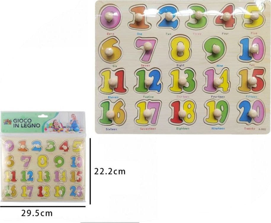 GIOCO GIOCATTOLO EDUCATIVO BAMBINI BIMBI PUZZLE 3D NUMERI LEGNO COLORATI CON POMELLI 52288 - 2