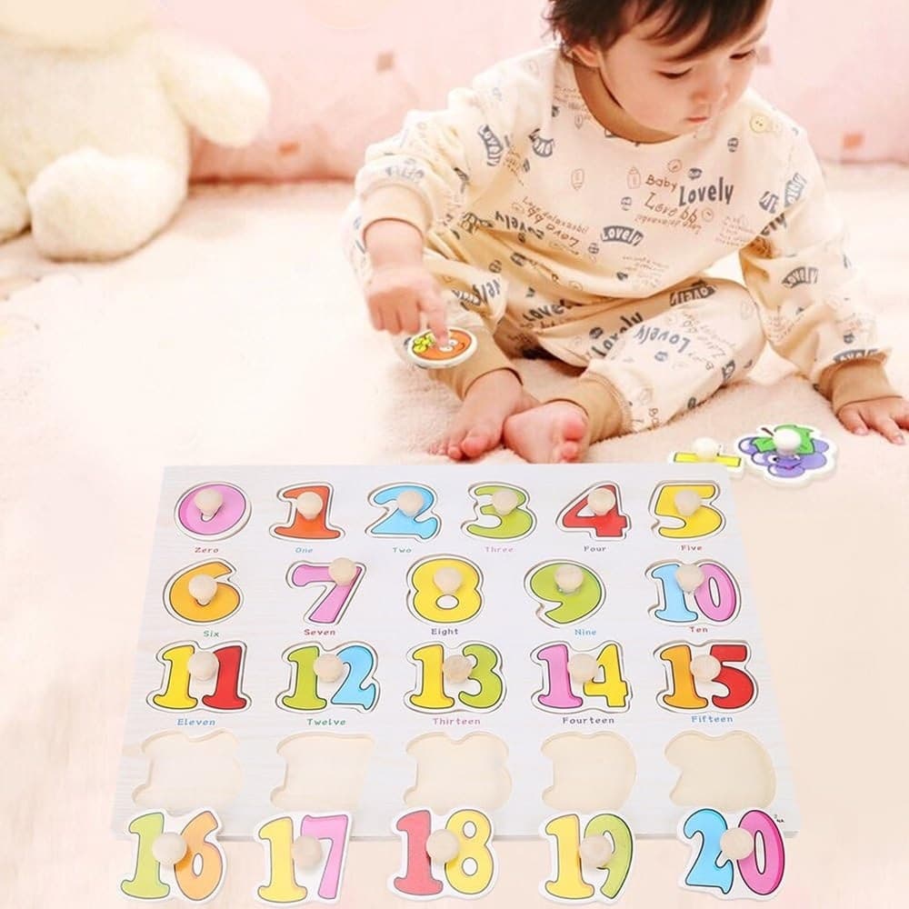 GIOCO GIOCATTOLO EDUCATIVO BAMBINI BIMBI PUZZLE 3D NUMERI LEGNO COLORATI CON POMELLI 52288 - 7