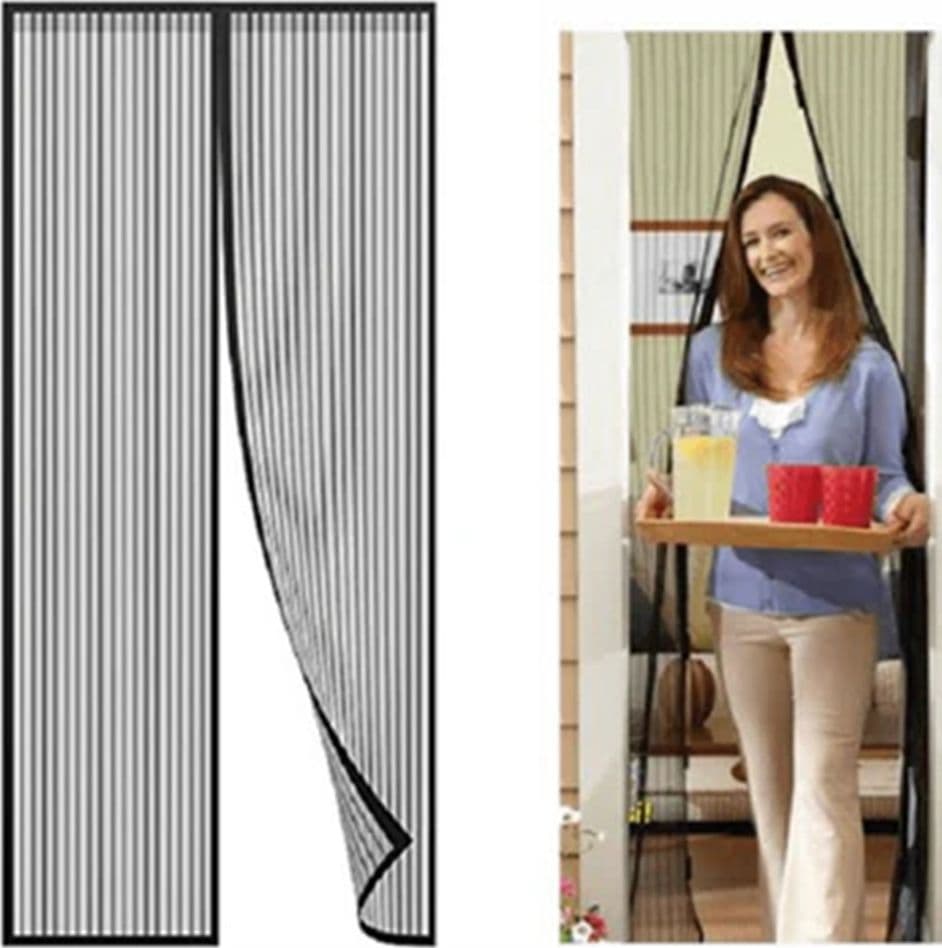 TENDA ZANZARIERA PORTE BALCONI INSETTI ZANZARE MAGNETICA NERA DA 90 X 210 CM 616220 - 3