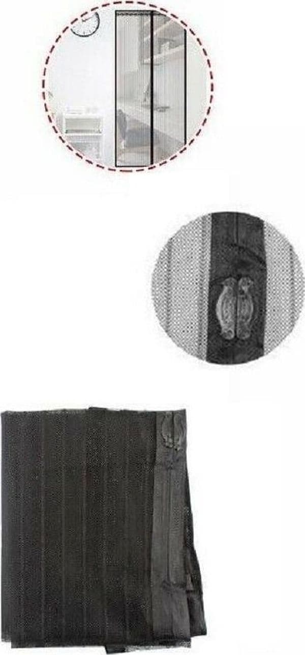 TENDA ZANZARIERA PORTE BALCONI INSETTI ZANZARE MAGNETICA NERA DA 90 X 210 CM 616220 - 4