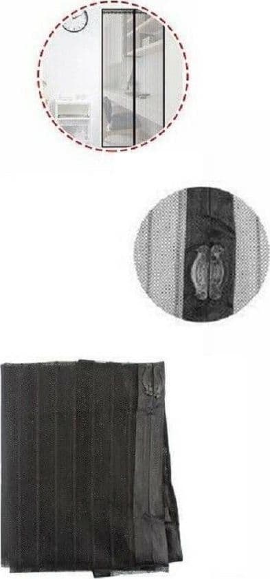 TENDA ZANZARIERA PORTE BALCONI INSETTI ZANZARE MAGNETICA NERA DA 90 X 210 CM 616220 - 4