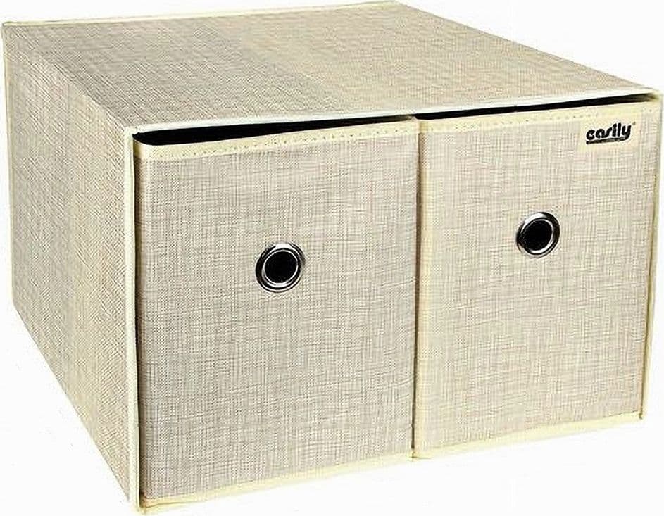 BOX SCATOLA SALVASPAZIO CONTENITORE 2 CASSETTI ORGANIZER 39 X 34 X 26 CM 69727 - 4